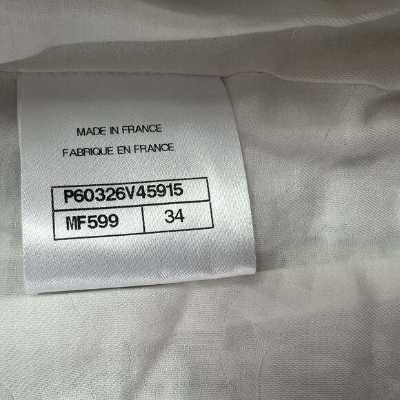 Chanel Tweed Jacket Women's 34 White & Blue Silk Blend Lining - Picture 10 of 15